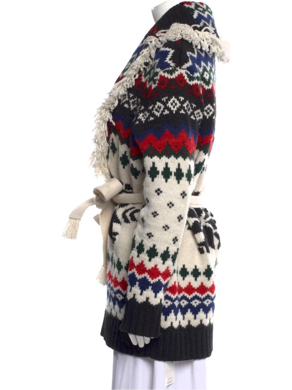 Polo Ralph Lauren NWT | Fair Isle Knit Cardigan Coatigan in Cream, Navy & Red - Picture 3 of 8